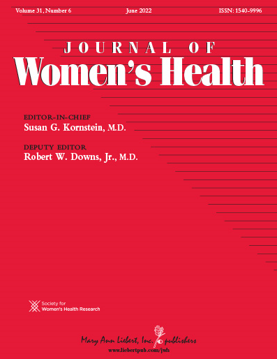 Cover of Journal of Women's Health, bright red with white lettering